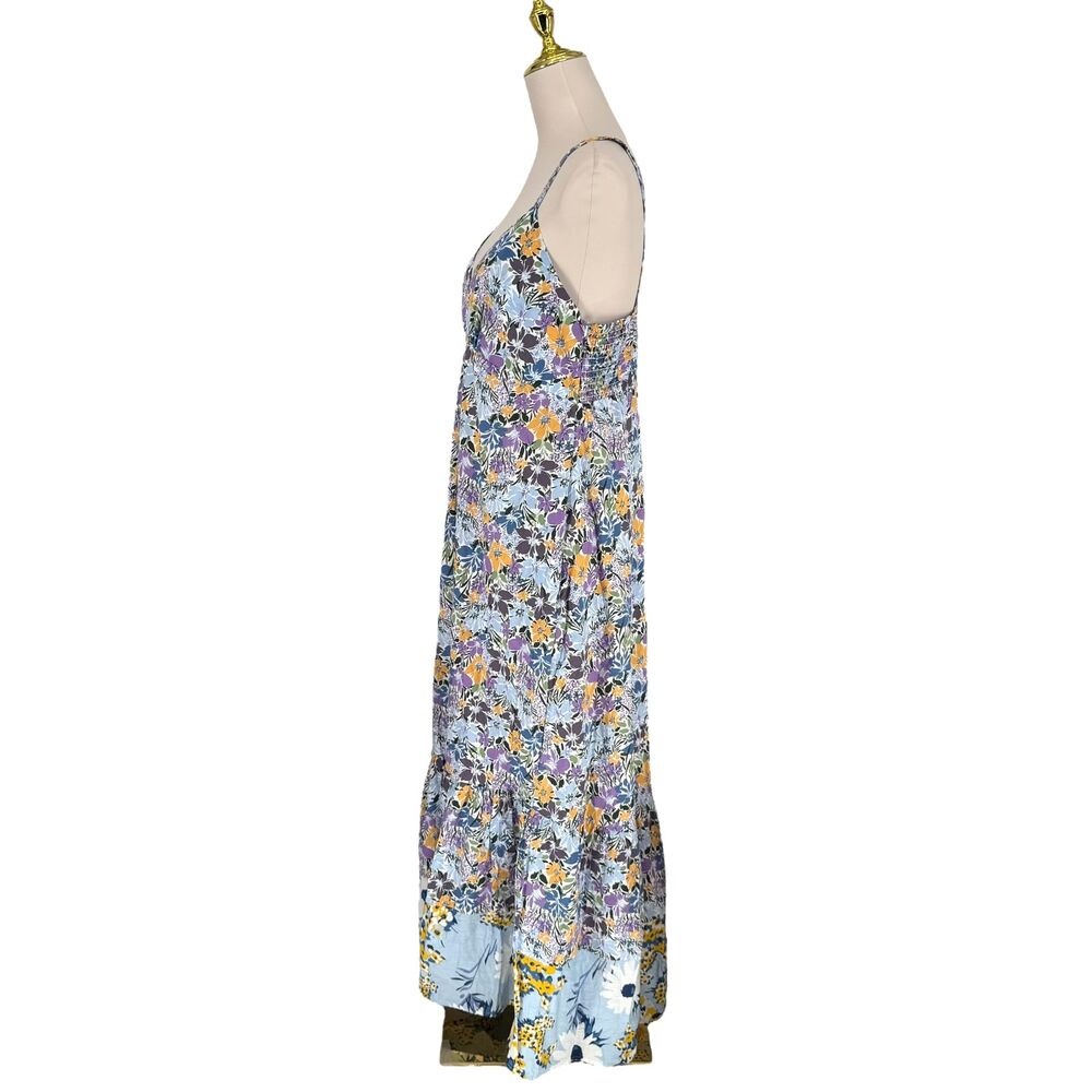 STITCH DROP Maxi Dress XL Ditsy Floral Sleeveless Smocked Pockets Side Zip Boho - Picture 7 of 15